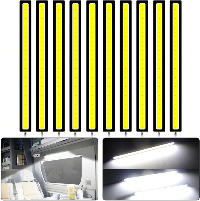 10X 12V White LED Strip Lights Bars Camping Caravan Boat Car COB