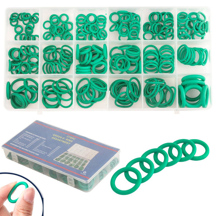 270pcs HNBR Green O Ring Assortment Imperial & Metric Rubber Washer Seal Kit