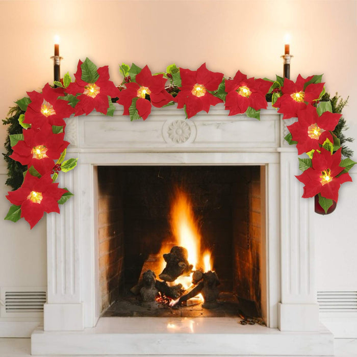 10LED Christmas Red Flower Tree Light Xmas Light String Lights