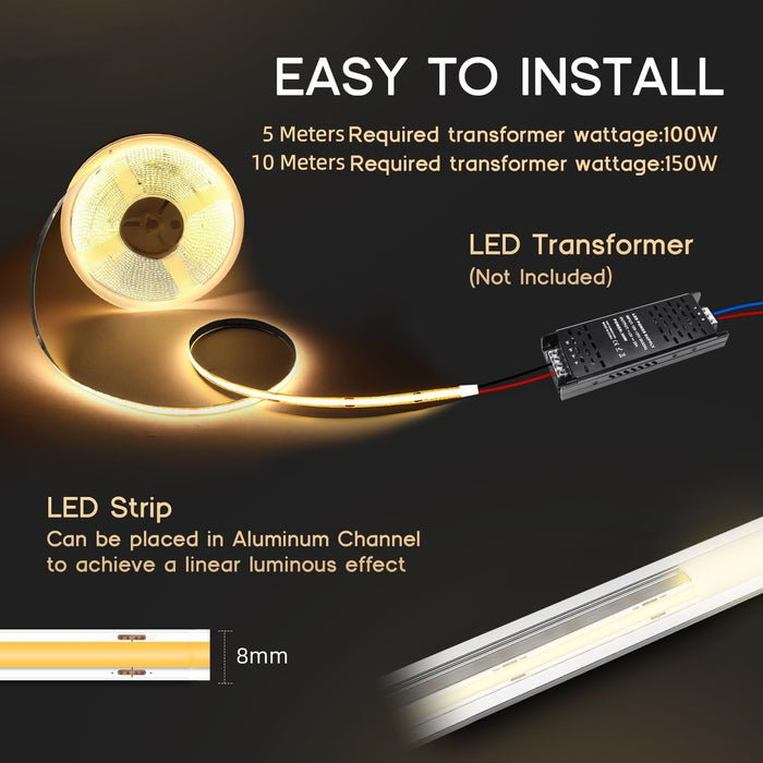 24V COB Warm White 10M LED Strip Light