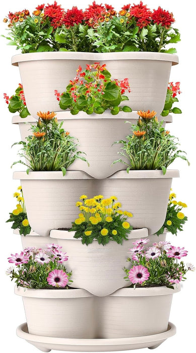 5 Tier Vertical Stackable Planter for Flowers Herbs Vegetables-Terracotta