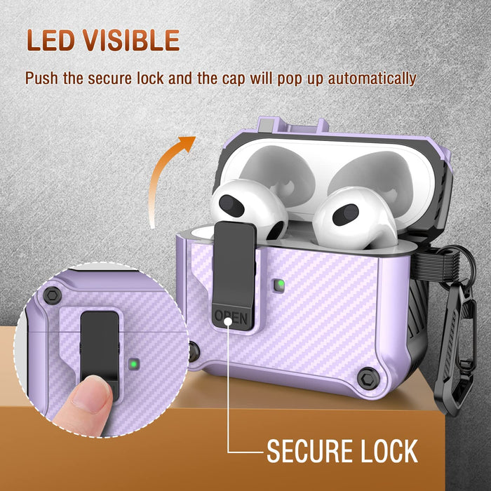 AirPods 3 Case Lock Clip, Armor Protective Hard TPU Case