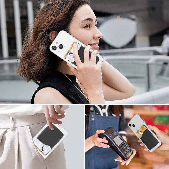 Black Silicone Credit Card Holder Pocket Case Sticker Phone