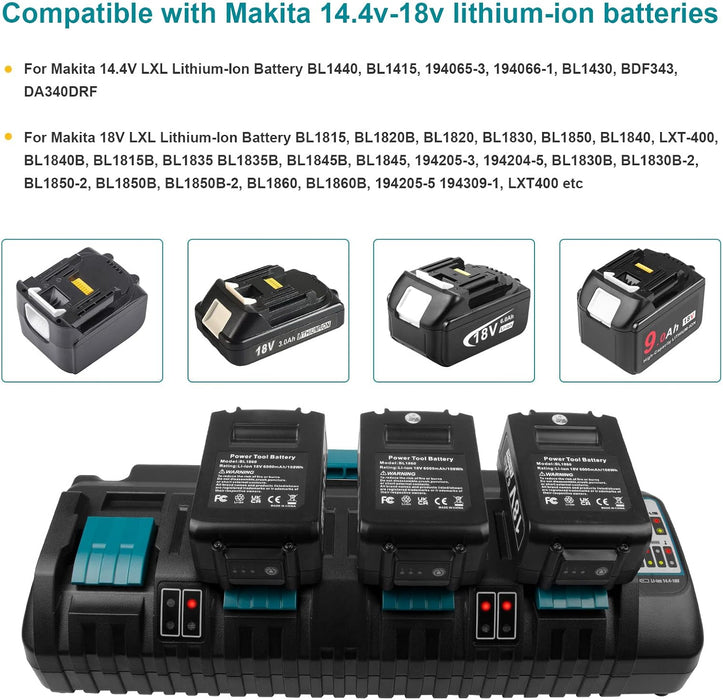 DC18SF 18V Lithium-Ion Rapid Optimum 4-Port Charger for Makita Lithium Battery