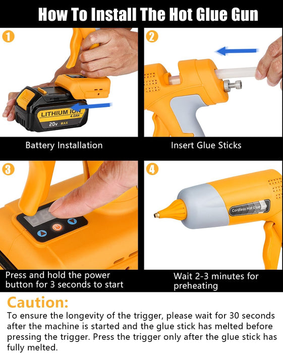 Cordless Hot Glue Gun Compatible with DeWalt 18V Battery