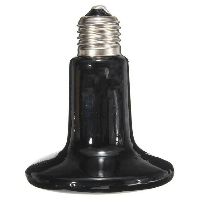 Black ceramic heat lamp bulb on a white background