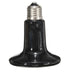 Black ceramic heat lamp bulb on a white background