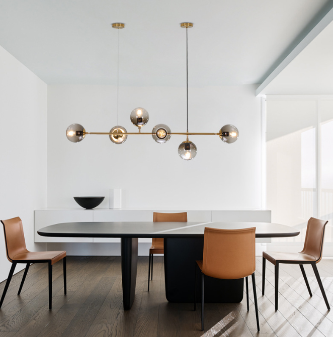 Modern Hanging Lamp Ceiling Light Roung Grey Glass Lampshade