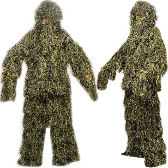 Ghillie Suit Camouflage Hunting Suit with Hood, Rifle Wrap & Storage Bag