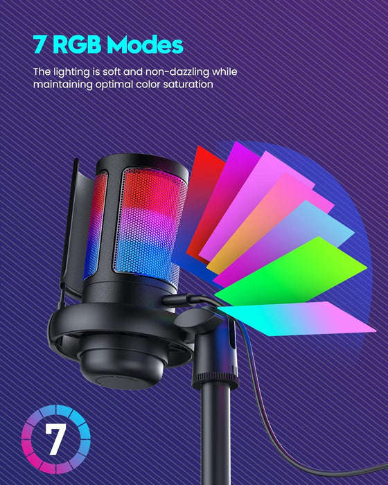 Gaming Microphone, USB PC Mic for Podcasts Videos, Streaming