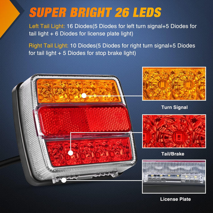 Magnetic LED Trailer Light Kit with 7 Pin Plug