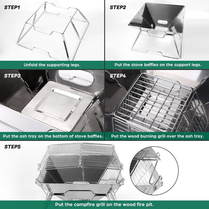 Folding BBQ Campfire Grill Barbeque Portable Camping Grill