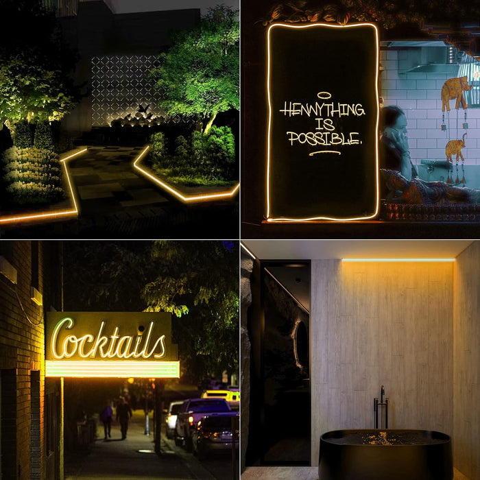 5M Warm White DC 12V Flex LED Strip Neon Rope Light Silicone