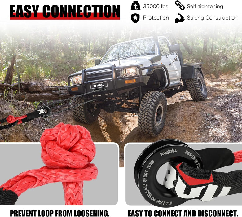 X-BULL Soft Shackle Synthetic Rope Recovery Snatch Ring Block Pulley 35000LBS