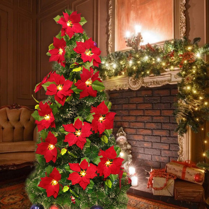 10LED Christmas Red Flower Tree Light Xmas Light String Lights