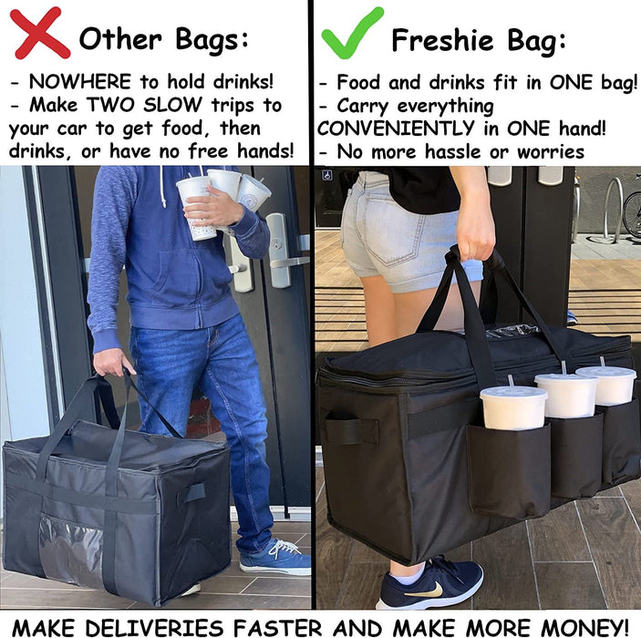 Food Delivery Bag with Cup Holders