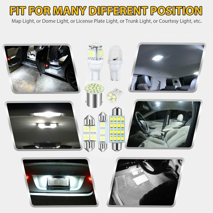 42Pcs Car Interior Combo LED Map Dome Door Trunk Light Bulbs White