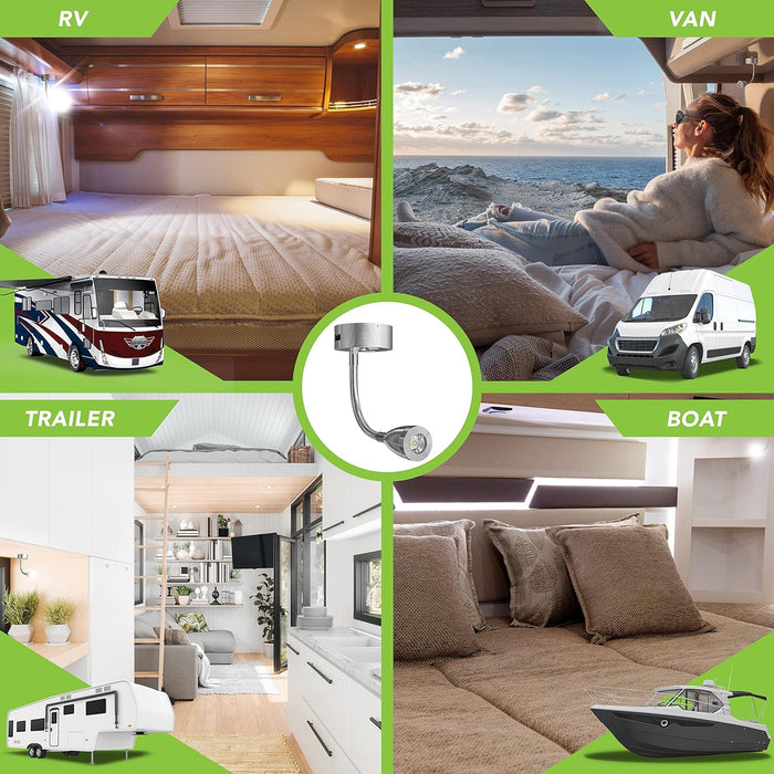 Warm White Touch Switch USB LED Spot Reading Light Caravan Boat Interior Lamp 12V