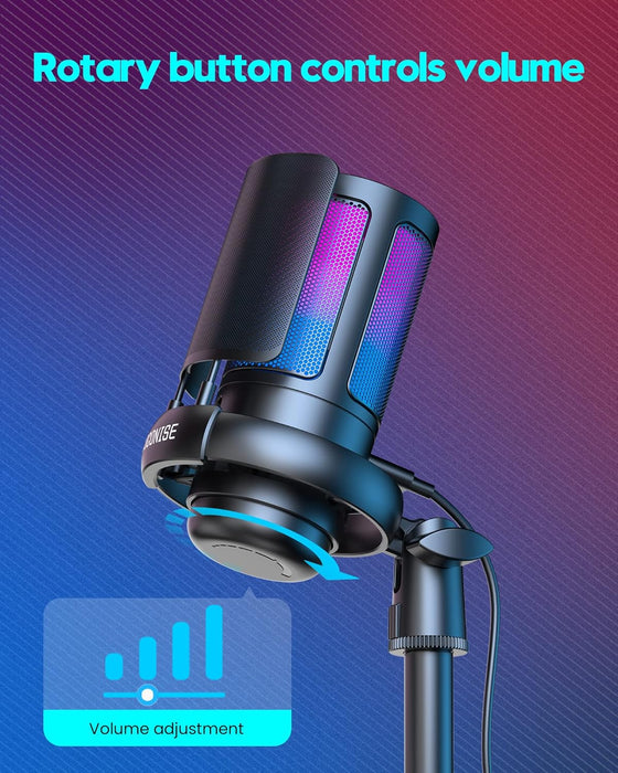 Gaming Microphone, USB PC Mic for Podcasts Videos, Streaming