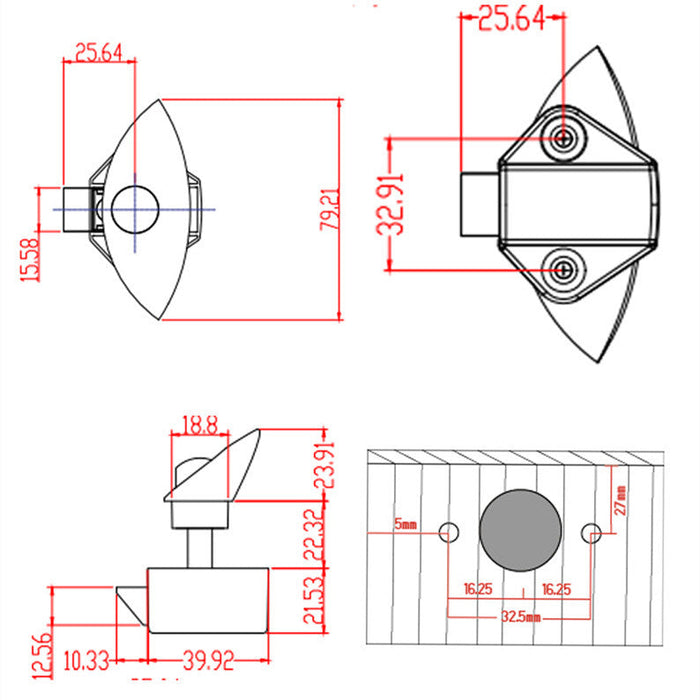 Handle Caravan RV Cupboard/Drawer Zinc Alloy Push Lock Latch Knob