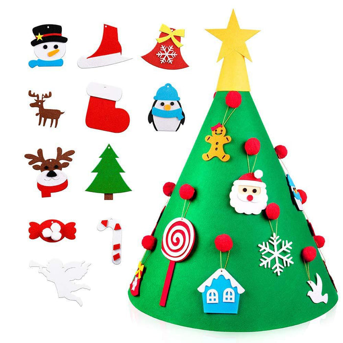 DIY Felt Christmas Tree Set with Removable Ornaments for Kids