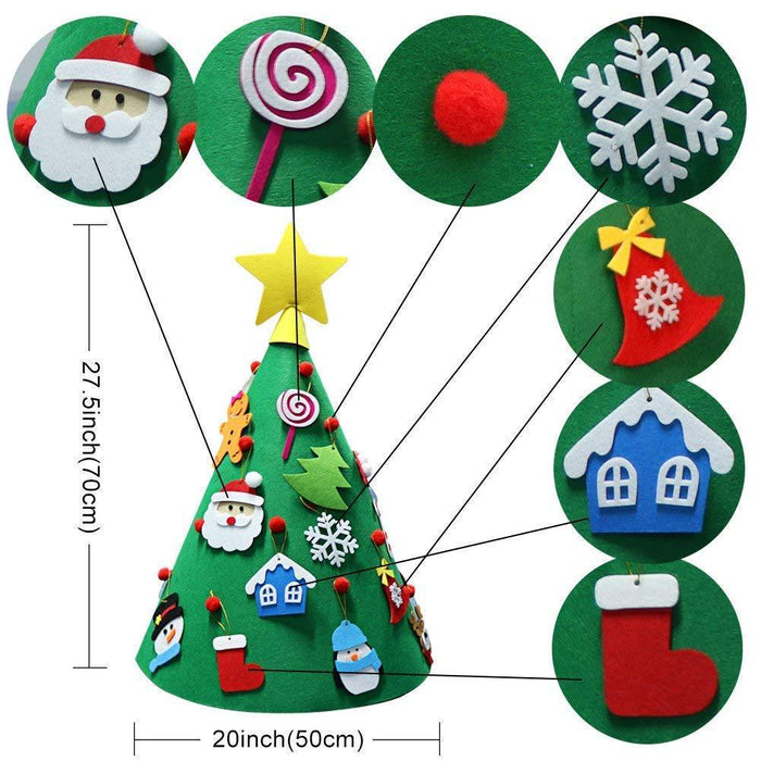 DIY Felt Christmas Tree Set with Removable Ornaments for Kids