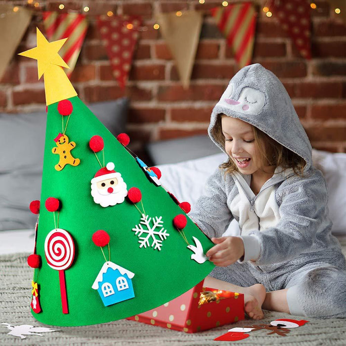 DIY Felt Christmas Tree Set with Removable Ornaments for Kids