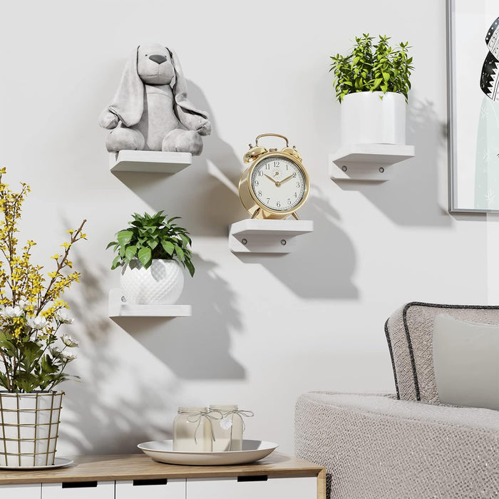 Mini Floating Shelves Wall Mounted Set of 4 White