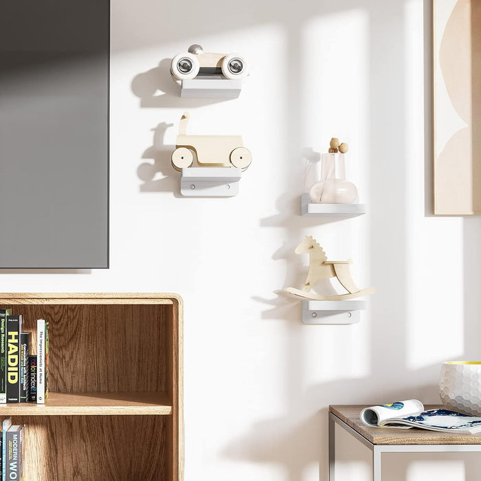 Mini Floating Shelves Wall Mounted Set of 4 White