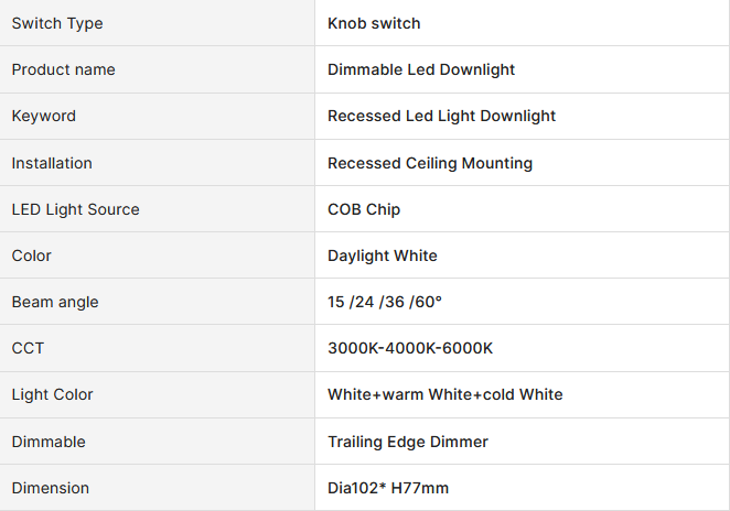 13W 1150 lumens ,Tri-Color Dimmable LED Downlight, Dia 102mm