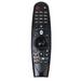 Black electronic remote control on a white background