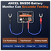 ANCEL BM200 battery monitor with cables on a dark background