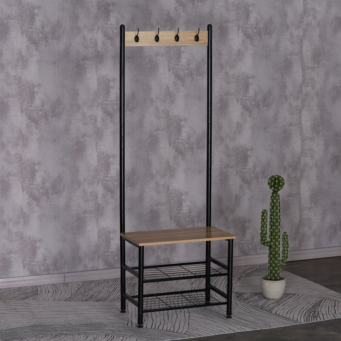 Coat Rack with Shoe Bench