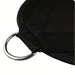 Black Ab Crunch Harness Attachment  with a metal D-ring on a white background