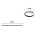 Measurement chart showing dimensions of a cylindrical rod and a circular ring on a white background.