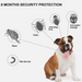 Dog with pest illustrations and text about 8 months of security protection.