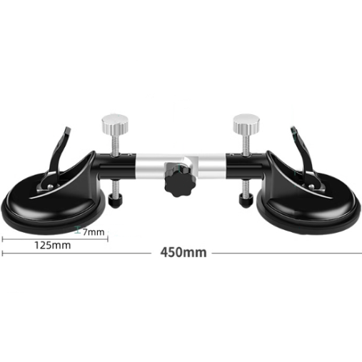 Two suction cup clamps with measurement details on a white background