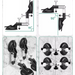 Set of black suction cup hooks with adjustable arms on a white background
