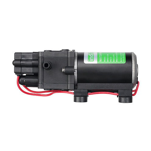 Black pump with red and black wiring on a white background