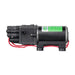 Black pump with red and black wiring on a white background