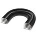 Black flexible hose on a white background