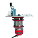 Red and silver machine with a white background