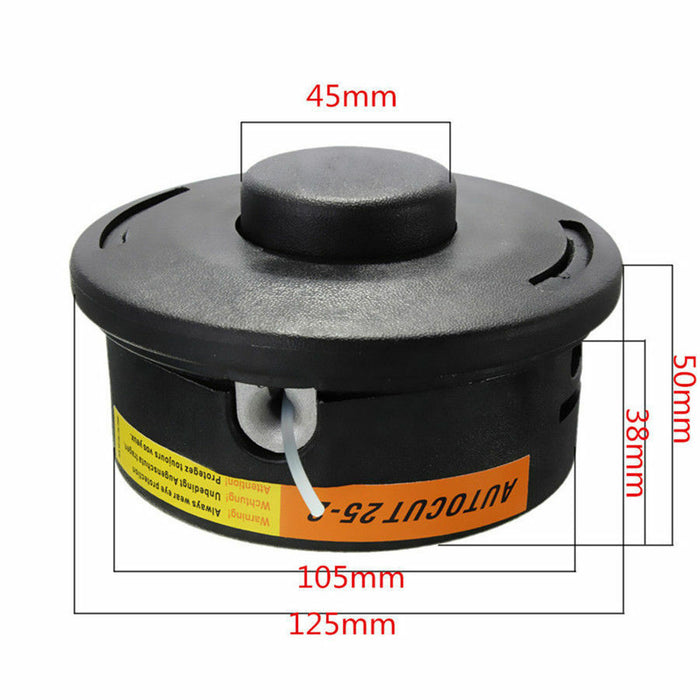 Black circular component with measurements and 'AUTOCUT 25' branding on a white background