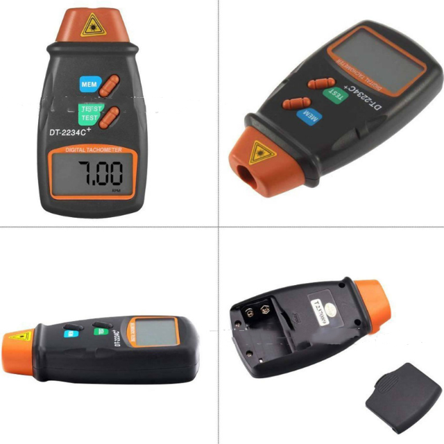 Digital moisture meter with various angles on a white background