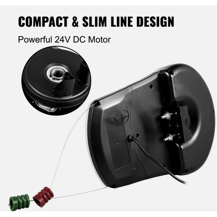 24V DC motor with compact and slim line design, showing power and functionality.