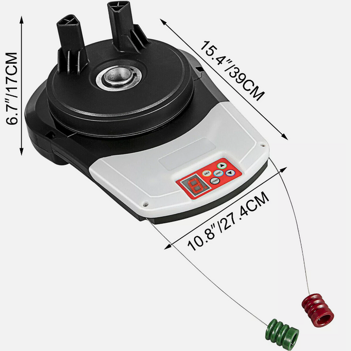 Measurement chart of a black and white device with red and green components on a white background