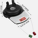 Measurement chart of a black and white device with red and green components on a white background