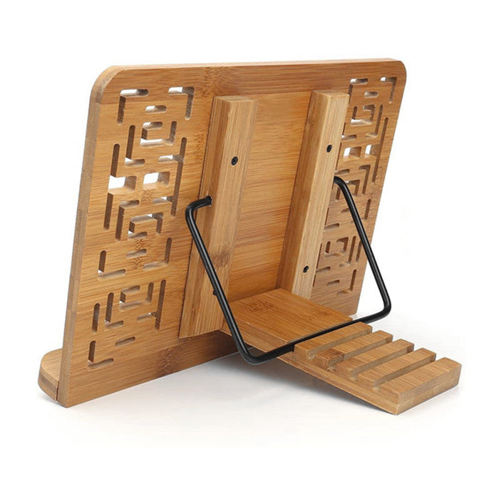 Wooden bookend with geometric design on a white background