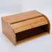 Wooden bread box with a lid on a white background