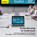 Laptop screen mirroring to a larger display with Baseus branding.